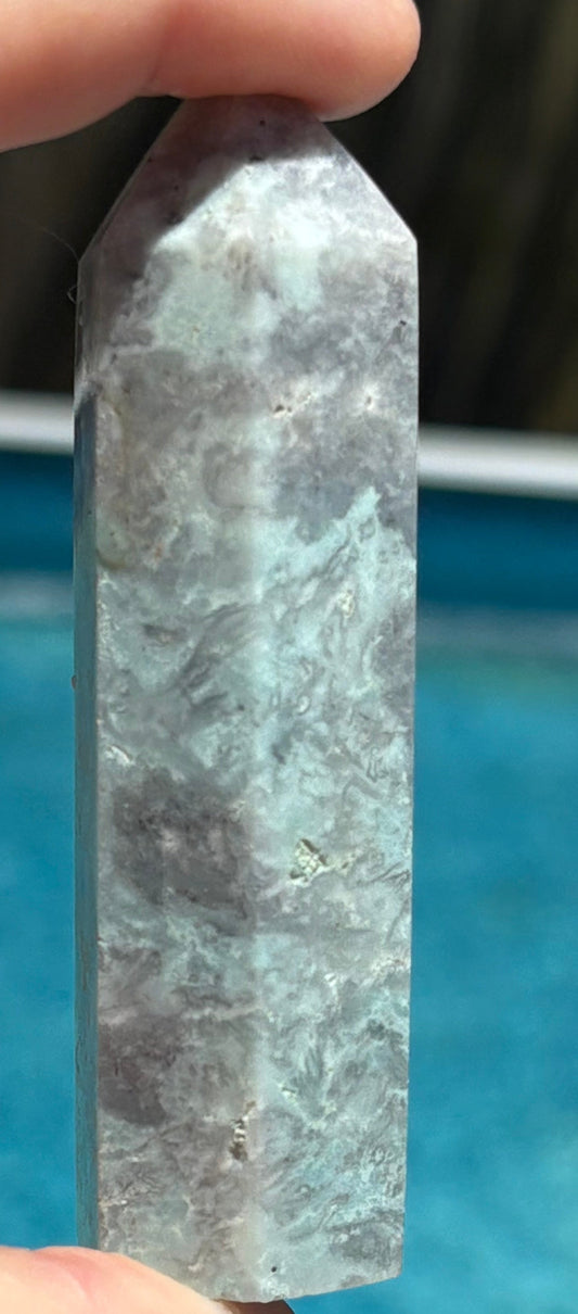 Flower Agate Tower - Blue/Green