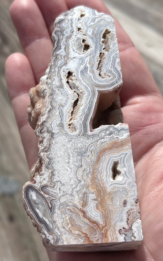 Pink Crazy Lace Agate Druzy Tower