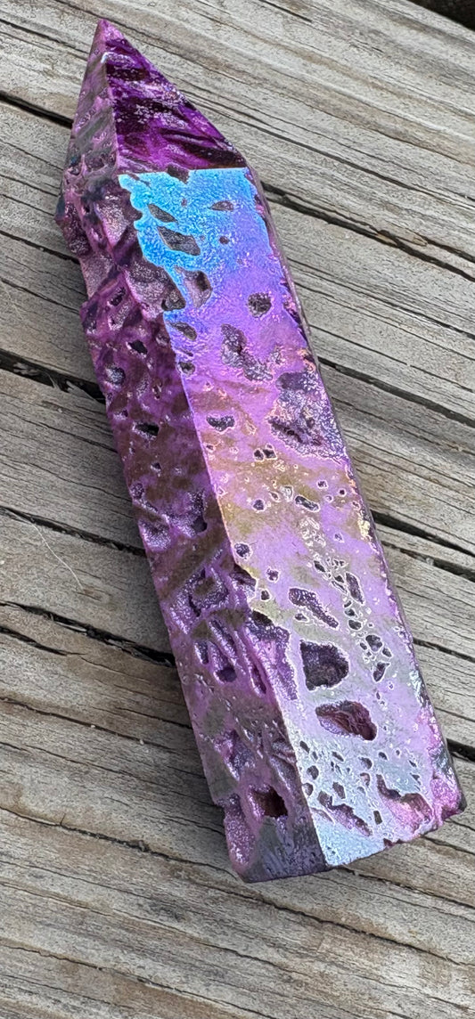 Purple Aura Druzy Quartz Tower
