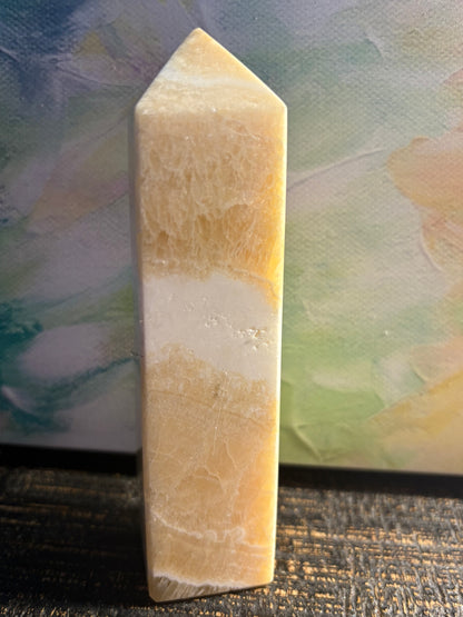 Yellow Calcite Obelisk Tower