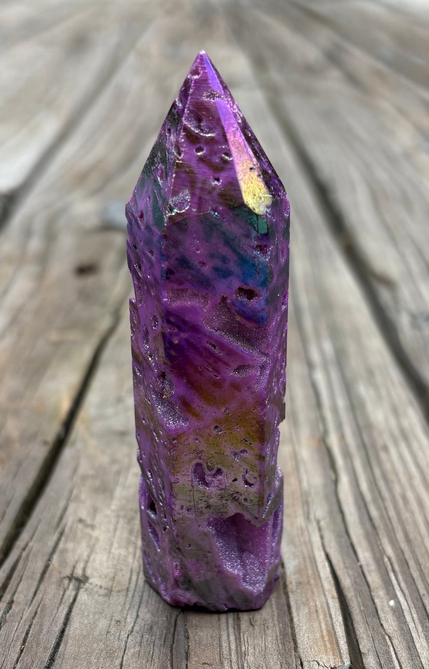 Purple Aura Druzy Quartz Tower