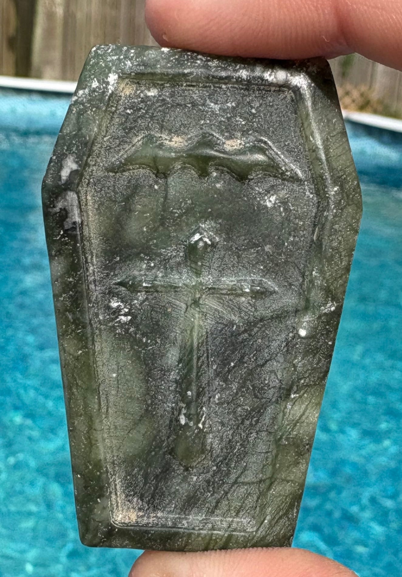 Serpentine Coffin Carving